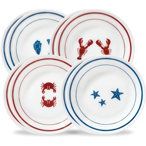 Corelle Rockland Harbor 6.75″ Appetizer Plates, Set of 8 | Coastal Vitrelle® Glass Dessert & Salad Plates | Lightweight, Chip-Resistant | Dishwasher, Microwave & Oven Safe | Made in USA