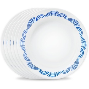 Corelle Rolling Waves 8.5″ Lunch Plates, Set of 6 | Coastal Blue Vitrelle Glass Salad & Lunch Plates | Lightweight, Chip-Resistant | Dishwasher, Microwave & Oven Safe | Made in USA(Rolling Waves)