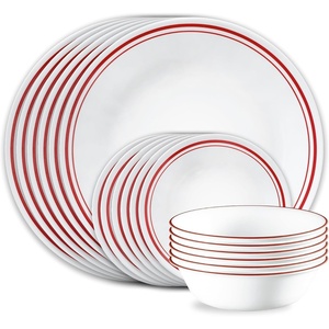 Corelle Vitrelle 18-Piece Service for 6 Dinnerware Set, Triple Layer Glass and Chip Resistant, Lightweight Round Plates and Bowls Set, Logan(Logan)
