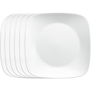 Corelle Vitrelle 6-Piece (22-Oz) 6.25″ Wide Cereal Soup Bowls, Triple Layer Glass and Chip Resistant, Lightweight Square Dinnerware Bowl Set, Splendor(White)