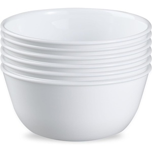 Corelle Vitrelle 6-Piece Soup/Cereal Bowl Set Triple Layer Glass and Chip Resistant, 18-Oz Lightweight Round Bowls, Winter Frost White(6PC 28oz Bowls)