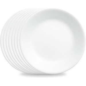 Corelle Vitrelle 6-Piece Soup/Cereal Bowl Set Triple Layer Glass and Chip Resistant, 18-Oz Lightweight Round Bowls, Winter Frost White(8PC 6.75″ Appetizer Plate)