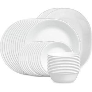 Corelle Vitrelle 78-Piece Service for 12 Dinnerware Set, Triple Layer Glass and Chip Resistant, Lightweight Round Plates and Bowls Set, Winter Frost White(Winter Frost White)